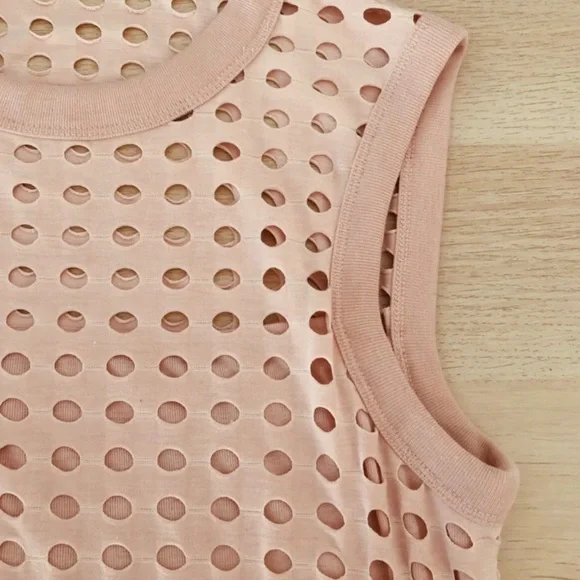 Alexander Wang Fitted Tank Midi Perforated Dress In Blush Pink - Picture 5 of 6